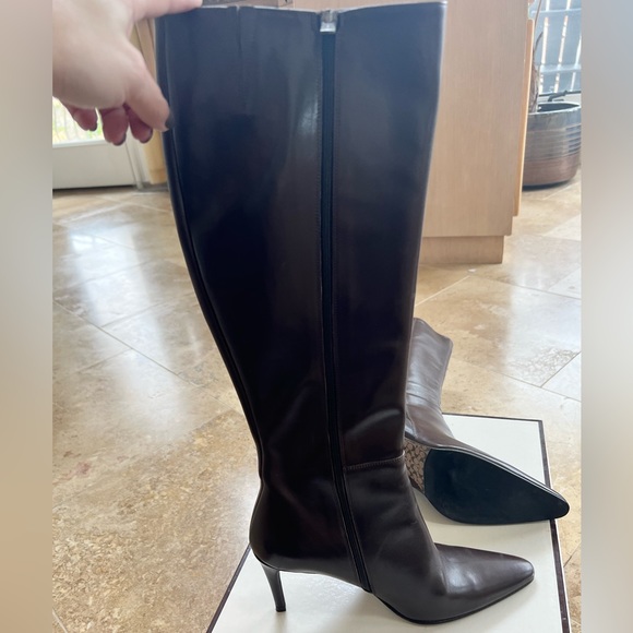 New with box Size 8.5 Coach Marin Brown Calf Leather Stiletto Boots - Picture 3 of 8